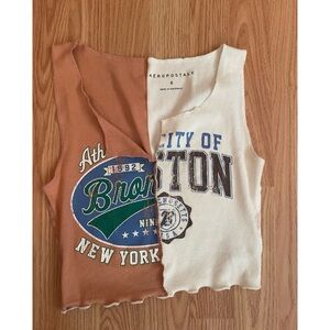 Aeropostale Brown and White Graphic Tank